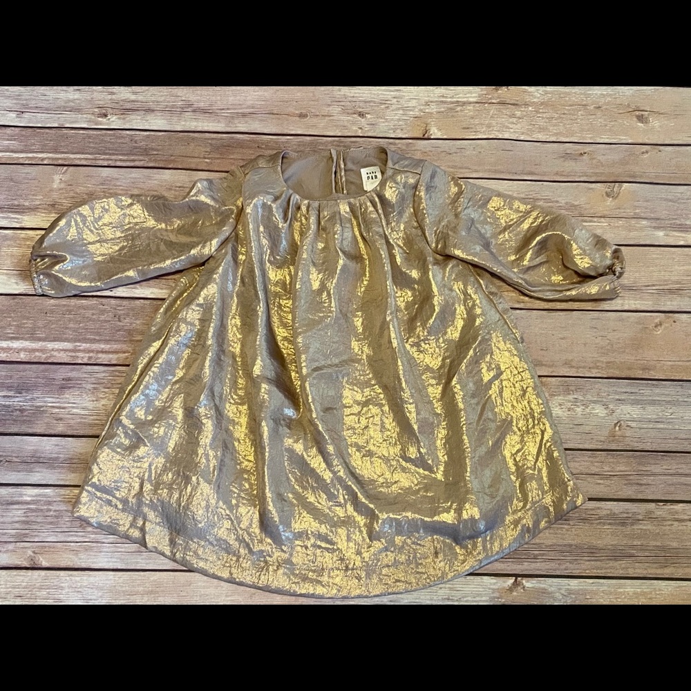 Gold Bay Gap Holiday/ New Years Dress. 18-24 mos.
